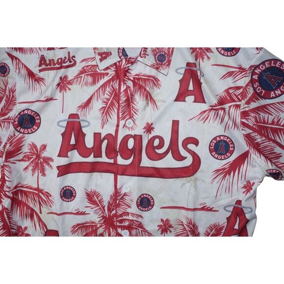Los Angeles Angels Hawaiian Shirt | Red Palm Tree AOP | MLB Baseball Fan Gear XL - Picture 3 of 5